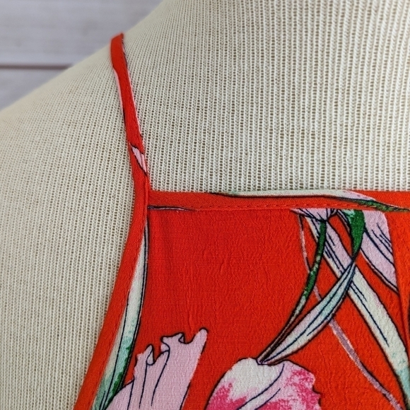 MINKPINK Tangerine Dream Orange High Neck Mini Swing Dress Size Small - Picture 5 of 10